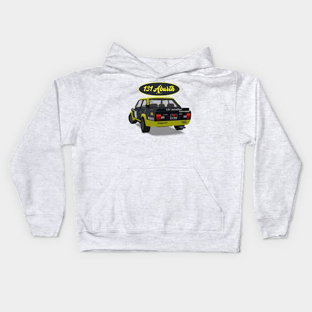 Fiat 131 Abarth Olio Fiat Back Kids Hoodie by PjesusArt